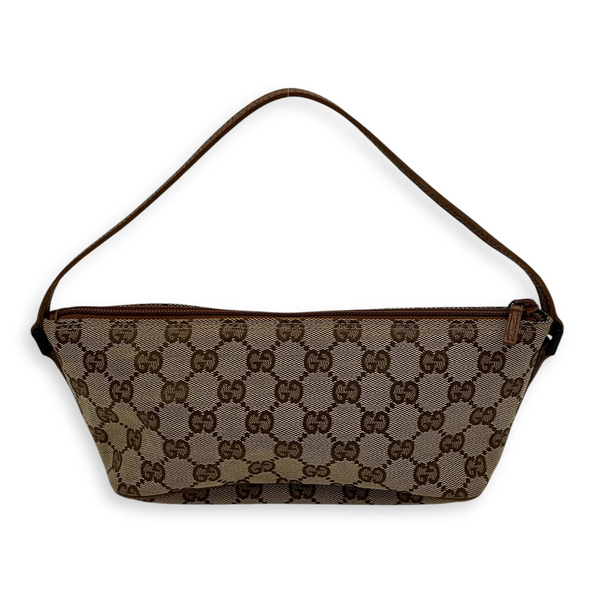 Boat Pochette Top Handle Bag Brown in Canvas, Gold hardware