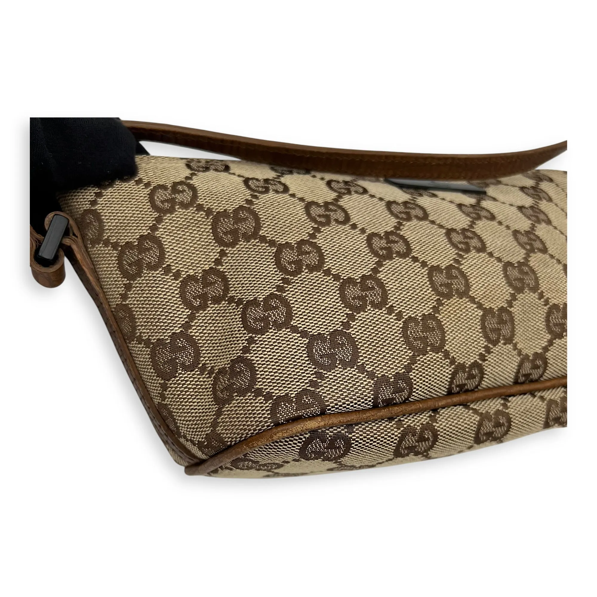 Boat Pochette Top Handle Bag Brown in Canvas, Gold hardware