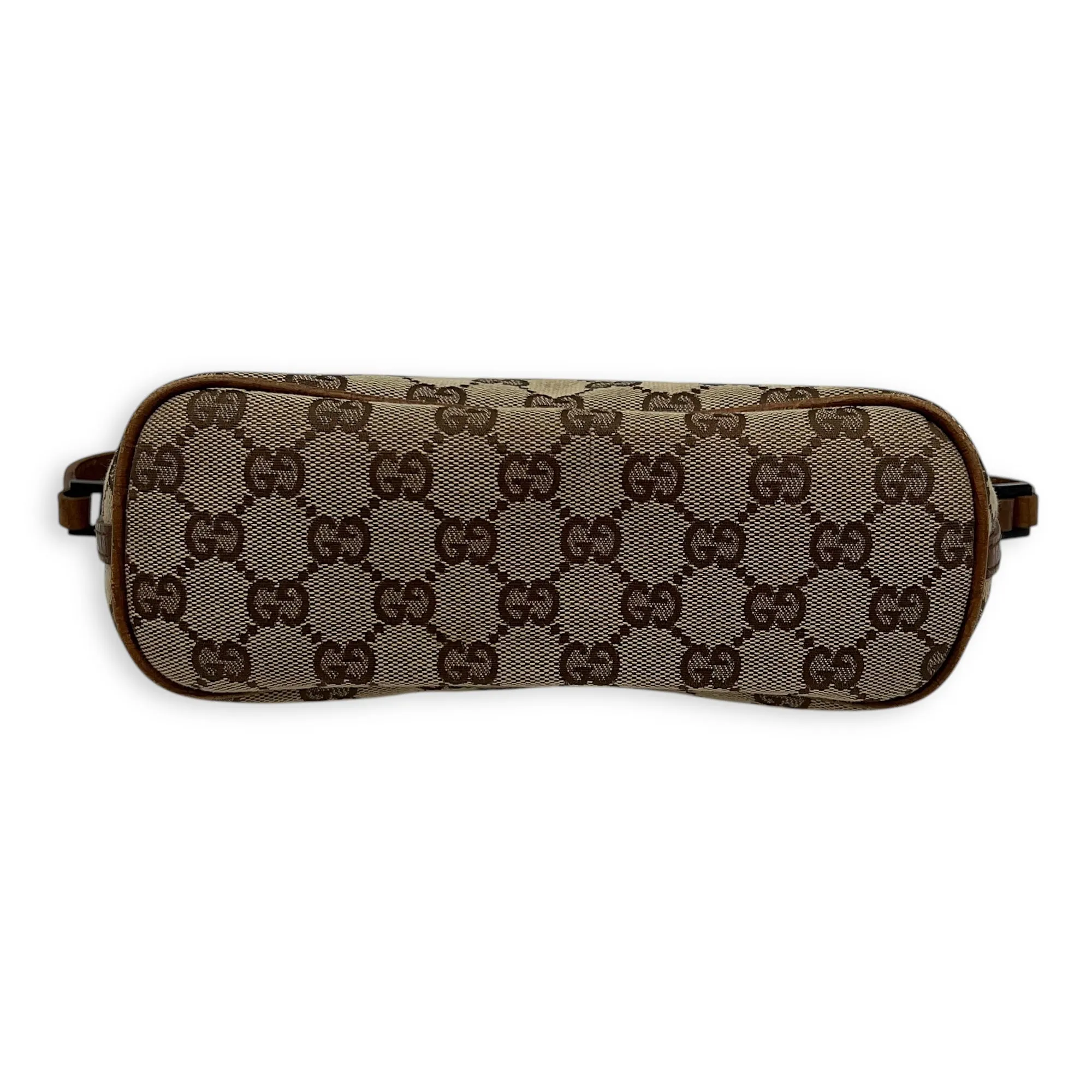 Boat Pochette Top Handle Bag Brown in Canvas, Gold hardware