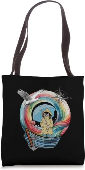 Boat Rainbow Seafaring Girl Seagull Travel Boats Maritime Tote Bag