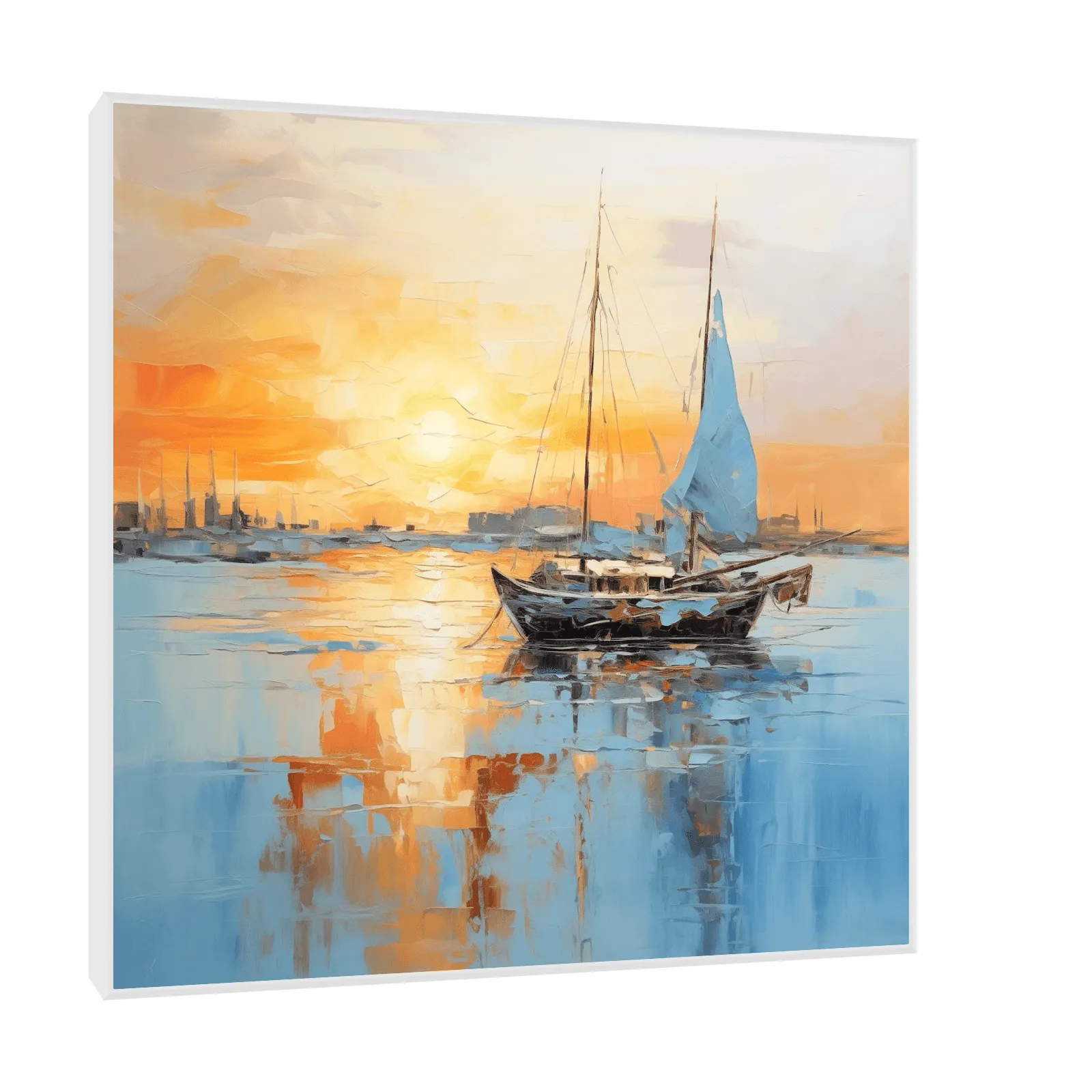 Boat returning home at sunset