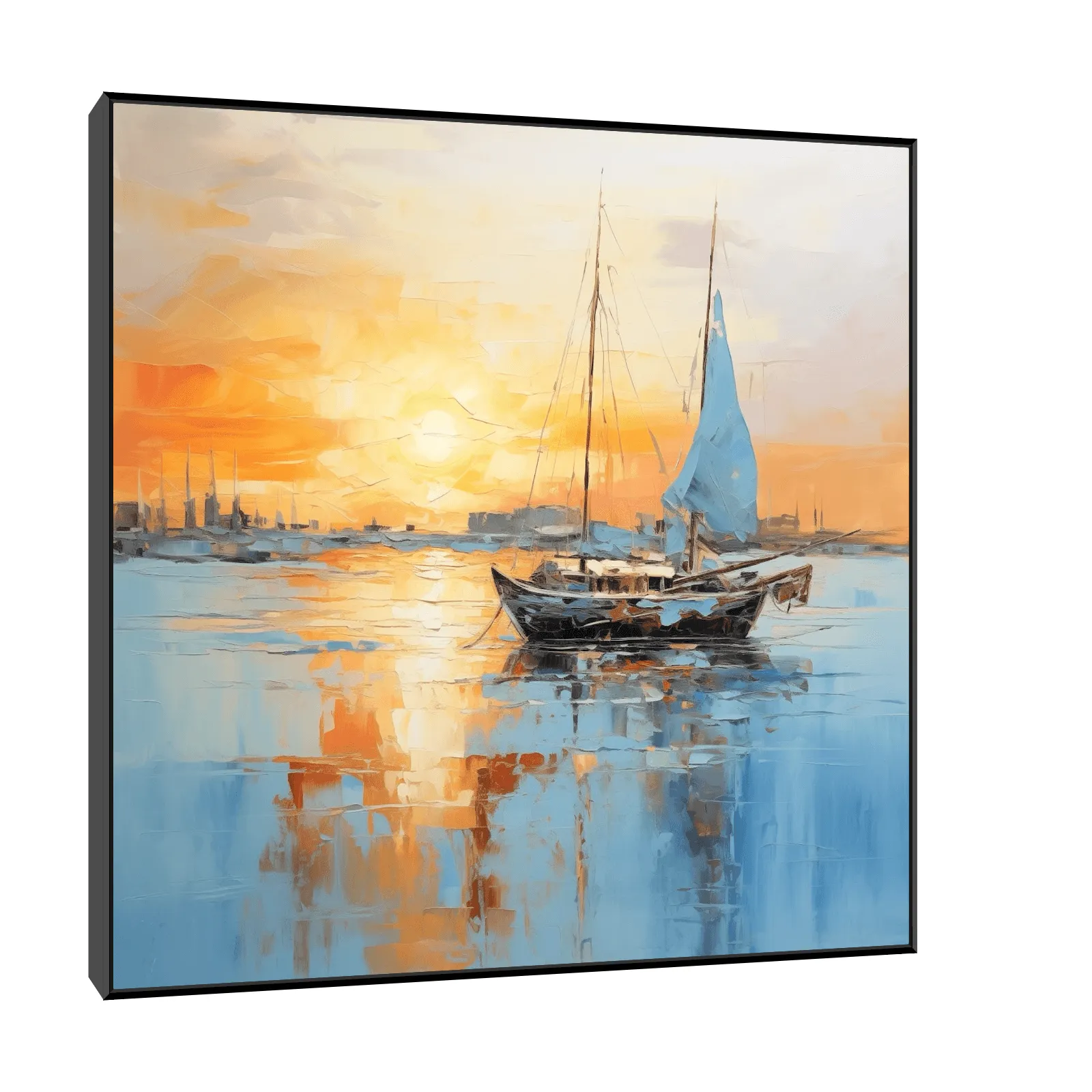 Boat returning home at sunset