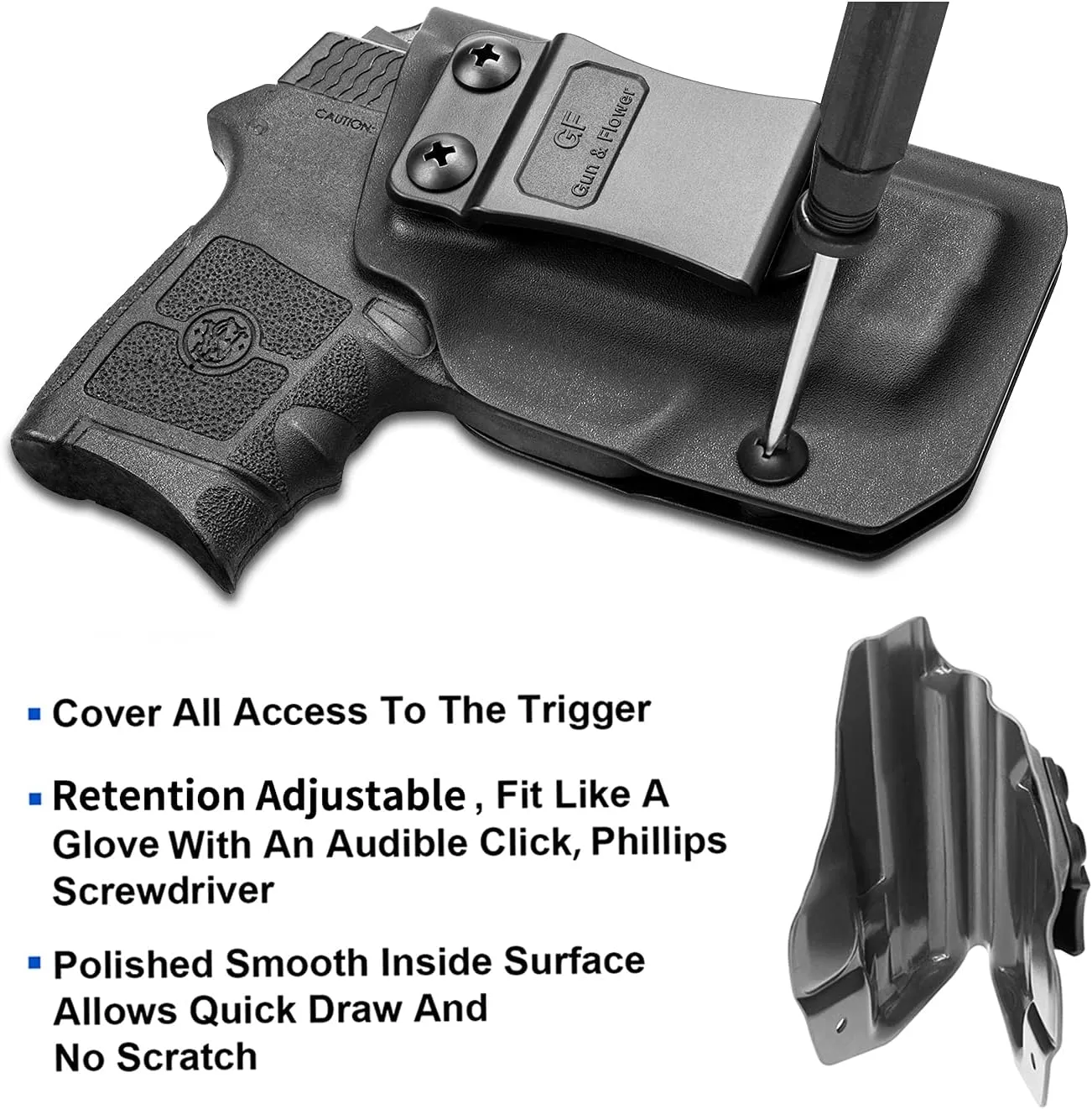 Bodyguard 380 Holster, IWB Kydex Holster Compatible with M&P Bodyguard 380 Auto & Integrated Laser Pistol, Inside Concealed Carry Holster, Adj. Cant, Adj. Retention, Available in Kydex and Polymer