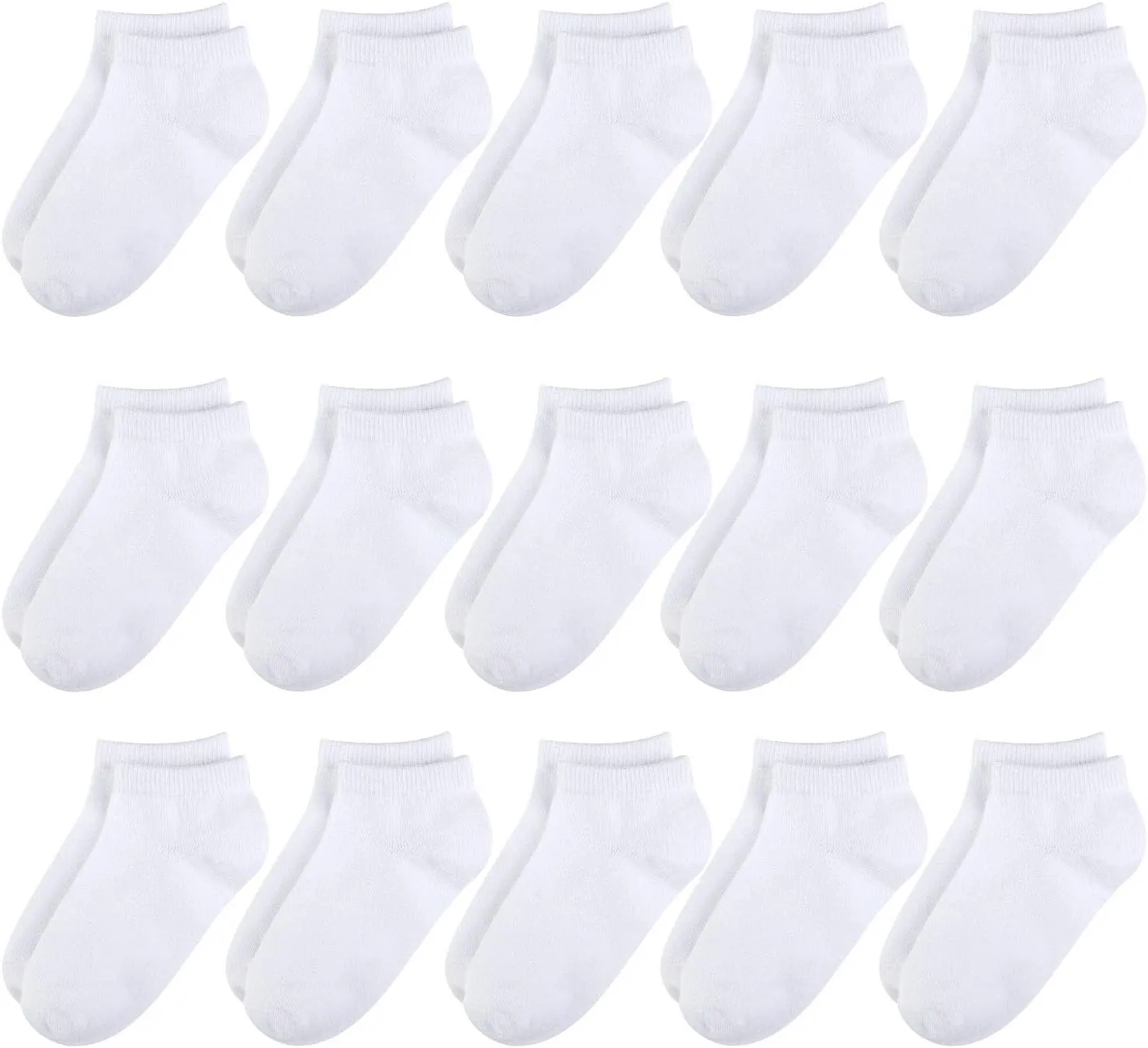 BOOPH 15 Pcs Kids Socks for Boys Girls Half Cushion Low Cut Athletic Ankle Socks