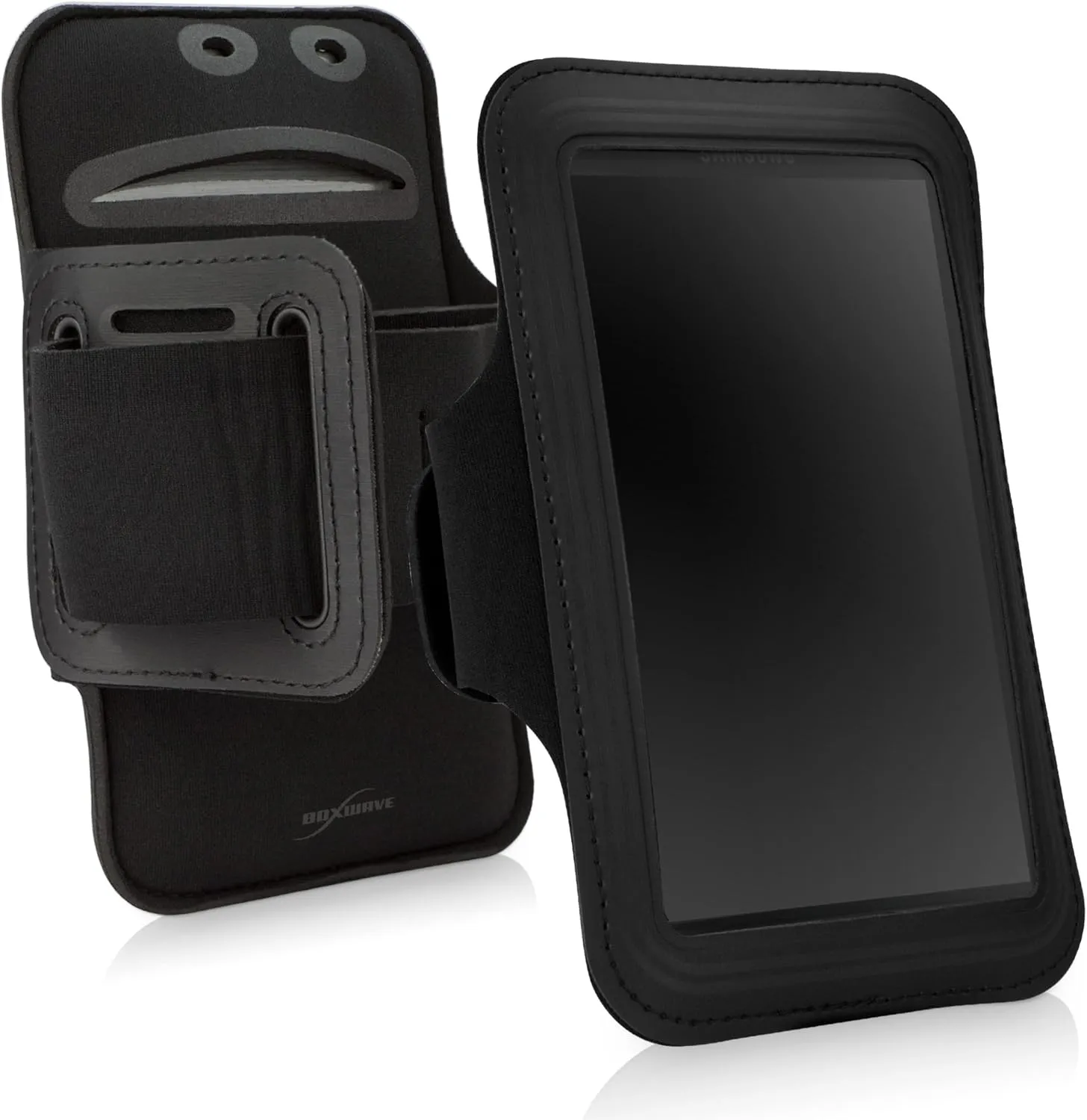 BoxWave Case Compatible with Vertu Aster Chevron - Sports Armband, Adjustable Armband for Workout and Running - Jet Black