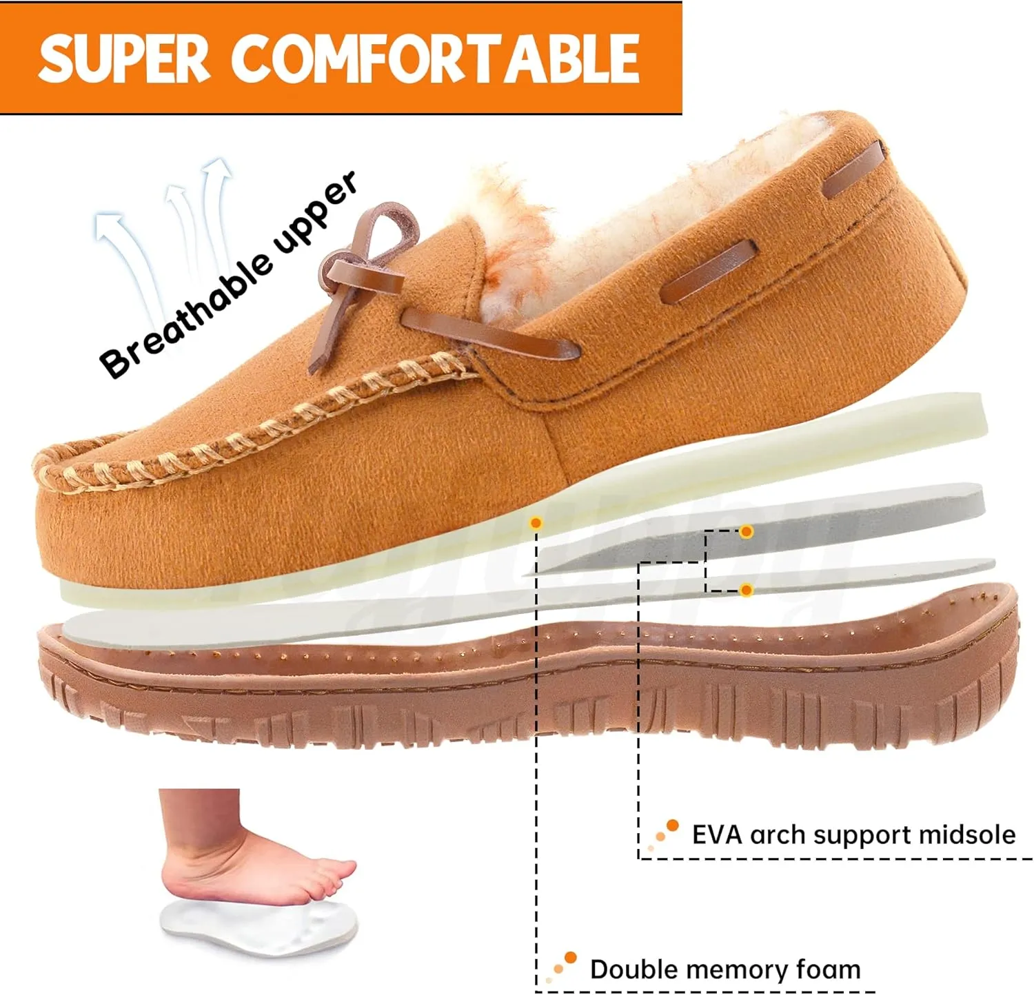 Boys Slippers House Moccasins Slippers for Boys with Memory Foam Nonslip Rubber Sole Indoor Outdoor Shoes for Boys