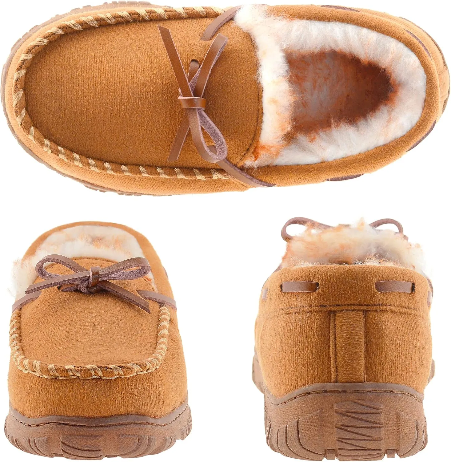 Boys Slippers House Moccasins Slippers for Boys with Memory Foam Nonslip Rubber Sole Indoor Outdoor Shoes for Boys