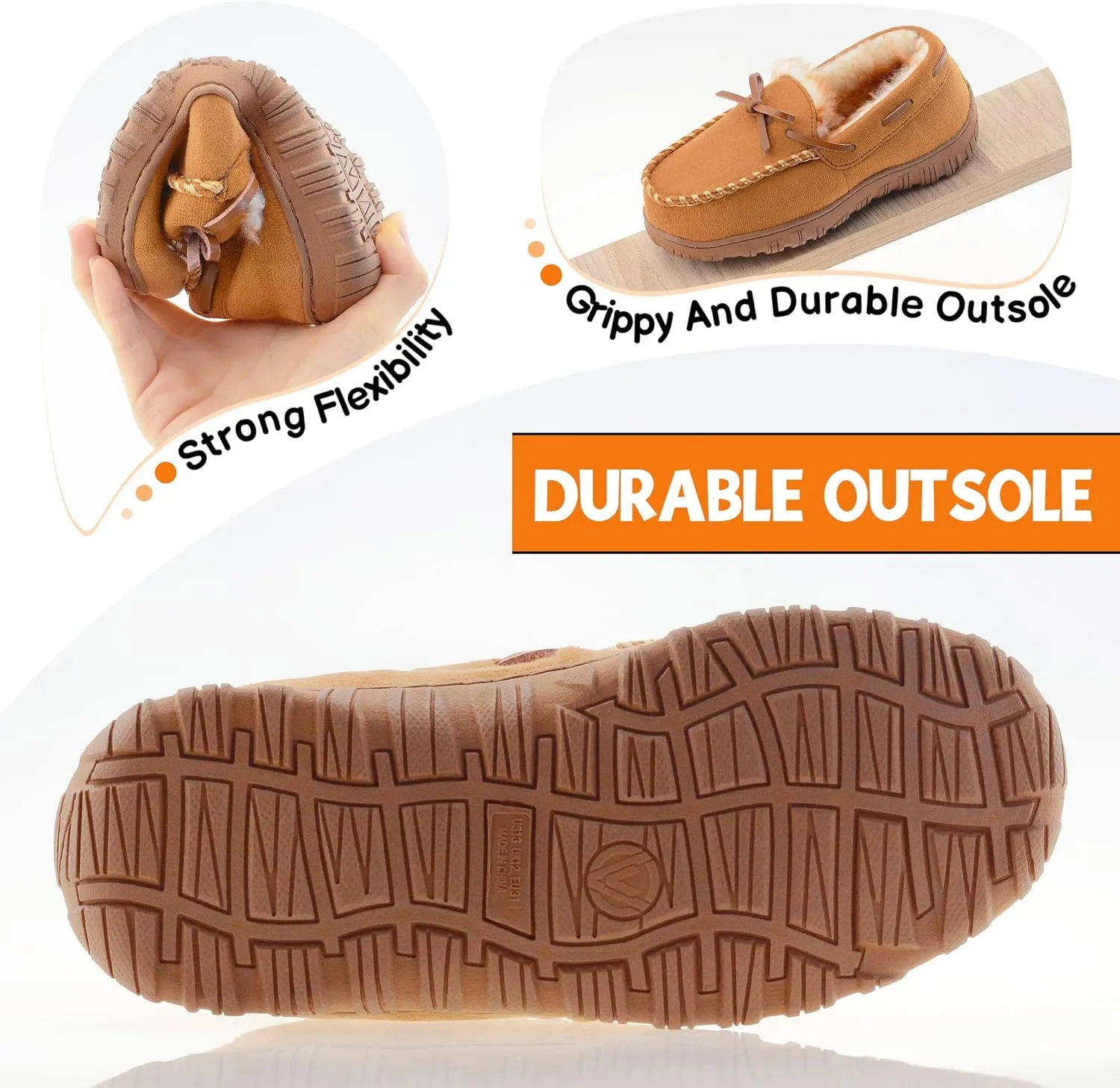 Boys Slippers House Moccasins Slippers for Boys with Memory Foam Nonslip Rubber Sole Indoor Outdoor Shoes for Boys