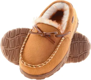 Boys Slippers House Moccasins Slippers for Boys with Memory Foam Nonslip Rubber Sole Indoor Outdoor Shoes for Boys