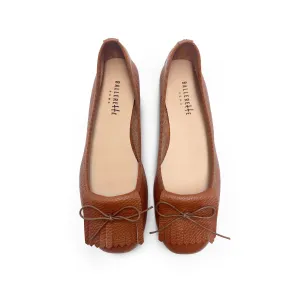 Brick Brown Leather Moccasins with Fringes