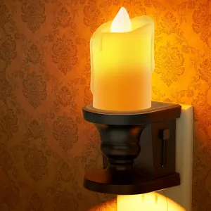 Briignite Flameless Candle Night Light, 2 Pack, Night Lights Plug into Wall, Candle Nightlight with Light Sensor, 0-100LM Dimmable LED Night Light Plug in, 1800K Amber Nightlight for Hallway Bathroom