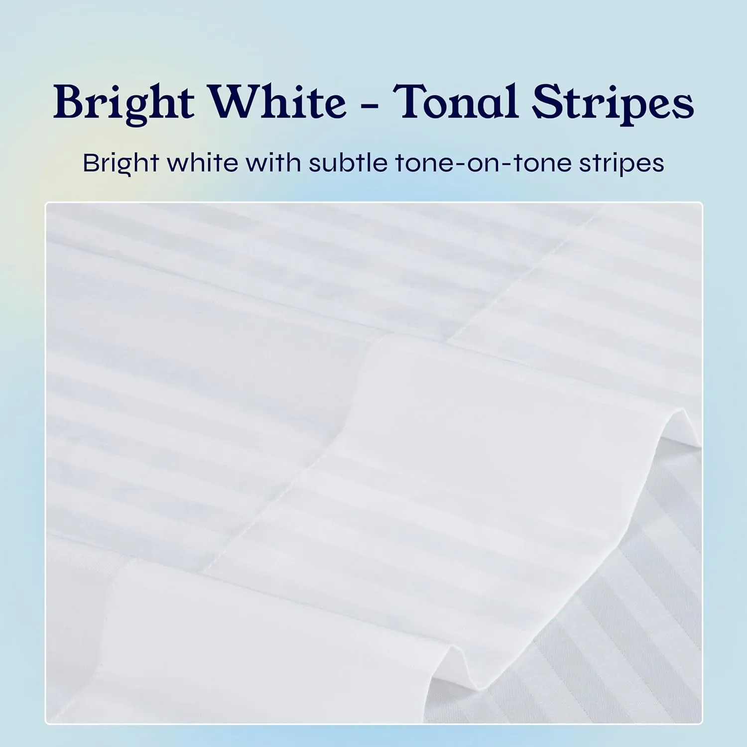 California Design Den King Fitted Sheet Only Deep Pocket - Soft 400 Thread Count Sateen, Natural 100% Cotton Fitted Sheet King, No-Pop Off Elastic, Cool and Durable - Striped White