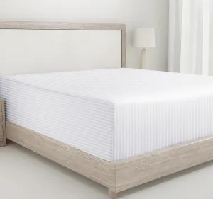 California Design Den King Fitted Sheet Only Deep Pocket - Soft 400 Thread Count Sateen, Natural 100% Cotton Fitted Sheet King, No-Pop Off Elastic, Cool and Durable - Striped White