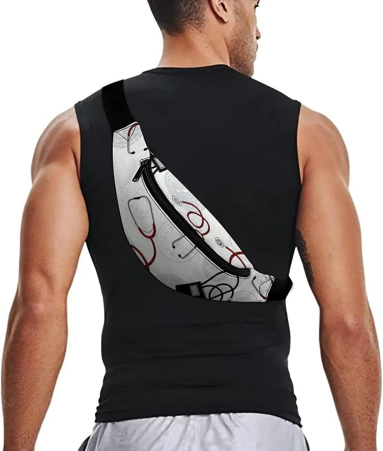 Calling All Nurses Blood Pressure White Crossbody Waist Bag with Large Capacity And Portability