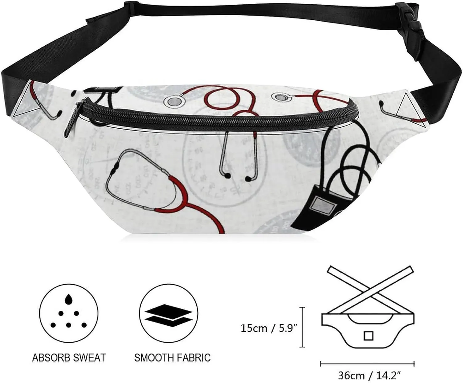 Calling All Nurses Blood Pressure White Crossbody Waist Bag with Large Capacity And Portability