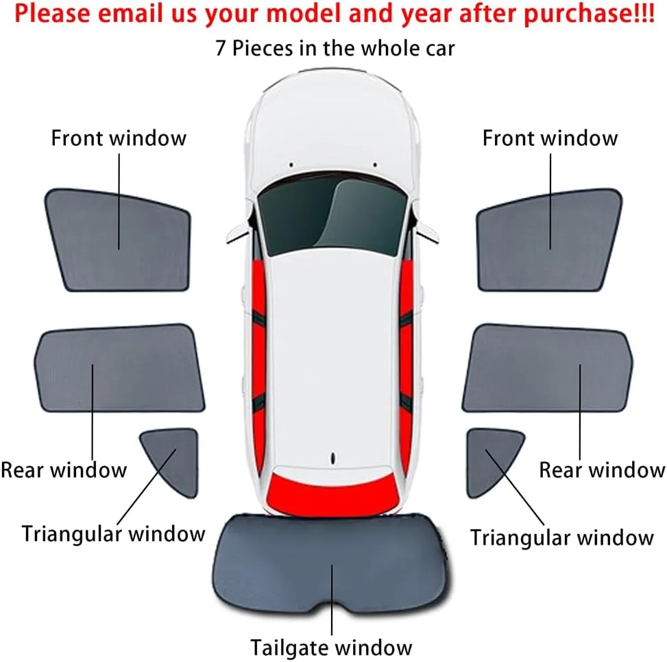 Car Window Shades for Buick Excelle Touring Edition, Breathable Mesh Sun Shield Car Window Shade Sunshades Privacy Curtains Heat Block Car Side Window Sun Shade,7pcs Wholecar