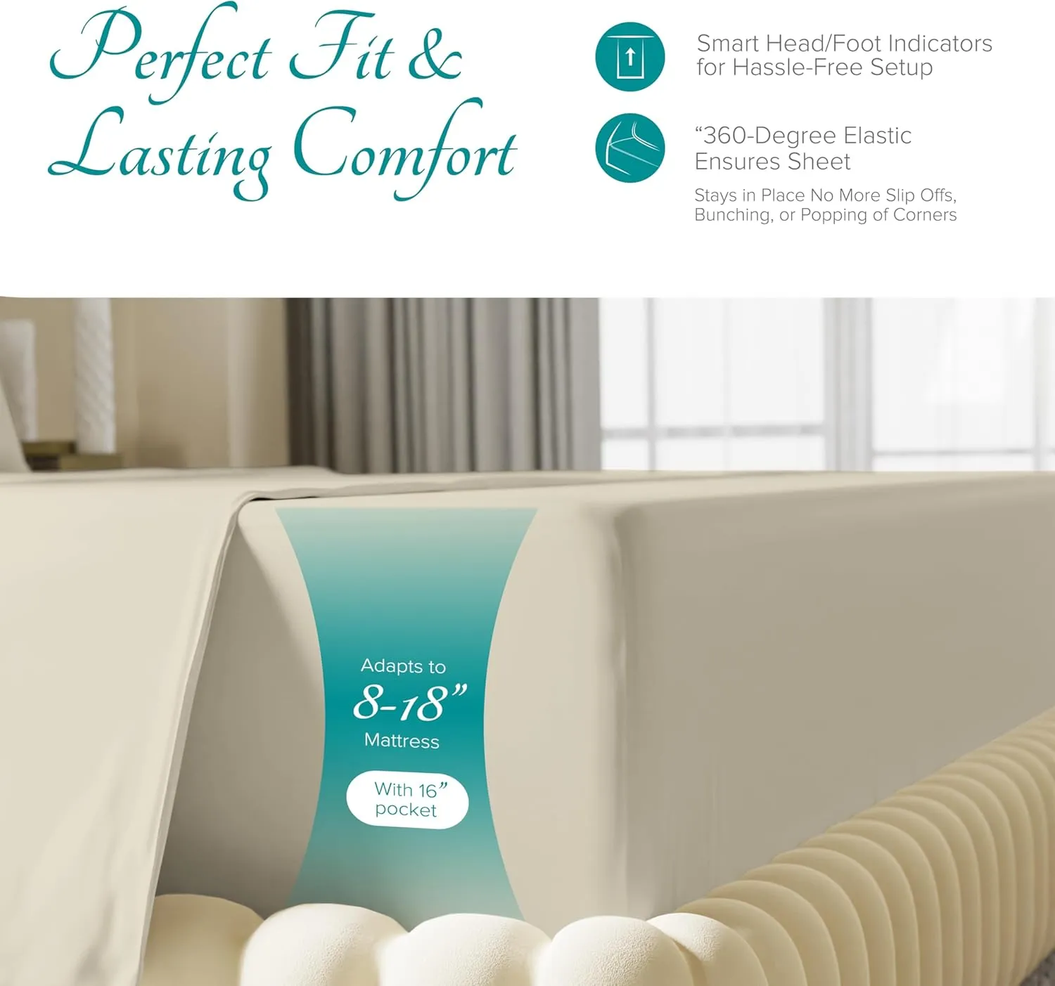 Carressa Linen Luxury 100% Egyptian Cotton King Fitted Sheet Only - Premium 800 TC Hotel Quality Deep Pocket Cotton Fitted Sheet, Soft, Sateen Weave Bottom Sheet, Fits Mattress up to 18 in, Beach Sand