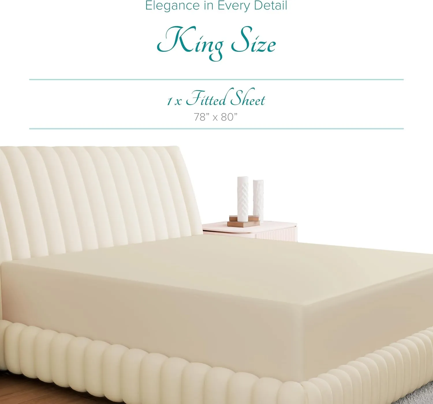 Carressa Linen Luxury 100% Egyptian Cotton King Fitted Sheet Only - Premium 800 TC Hotel Quality Deep Pocket Cotton Fitted Sheet, Soft, Sateen Weave Bottom Sheet, Fits Mattress up to 18 in, Beach Sand