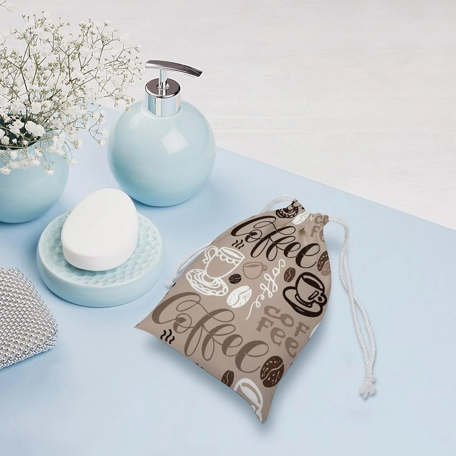 Cartoon Mushrooms Portable Large Capacity Canvas Drawstring Storage Bag