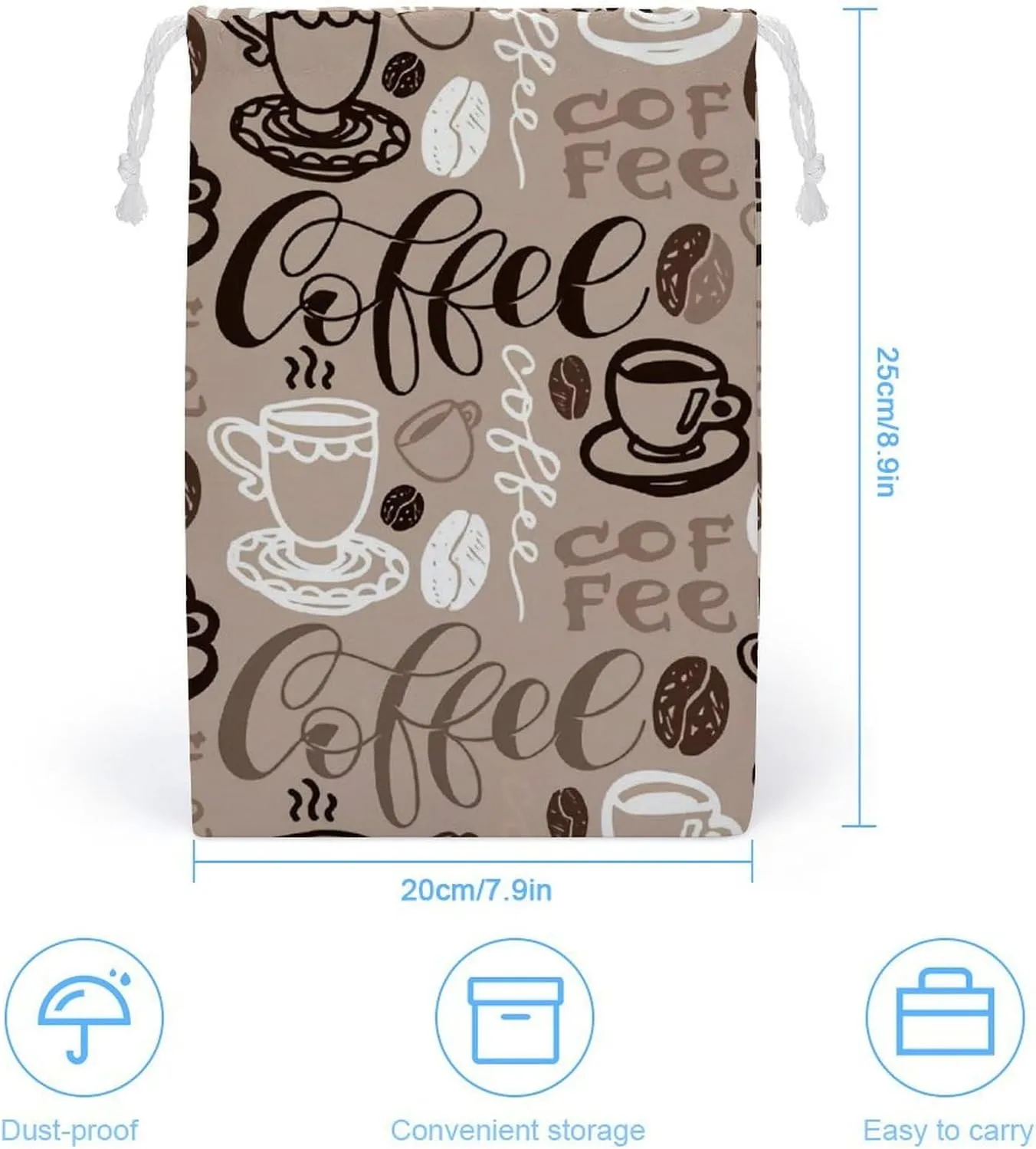 Cartoon Mushrooms Portable Large Capacity Canvas Drawstring Storage Bag