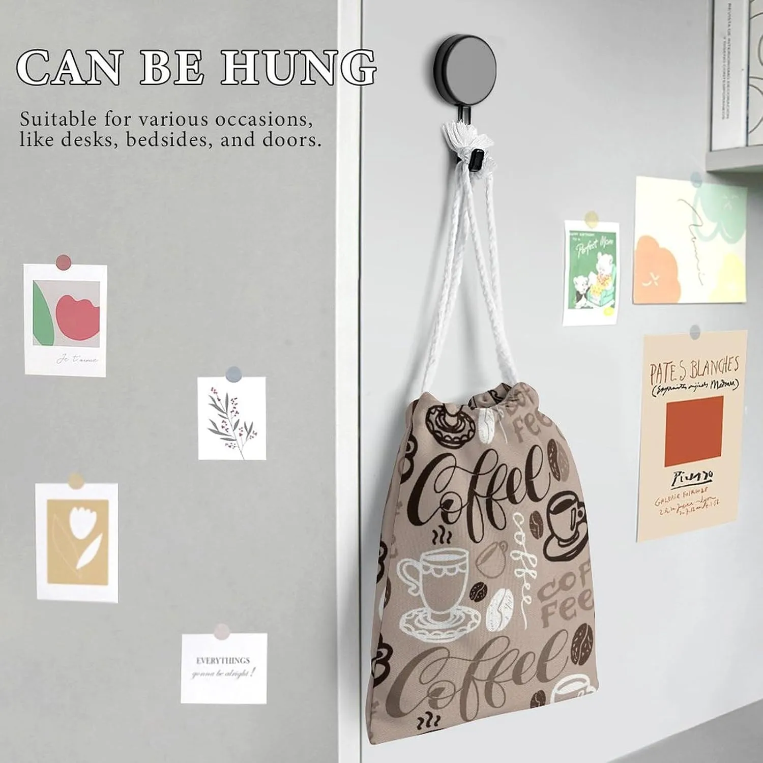 Cartoon Mushrooms Portable Large Capacity Canvas Drawstring Storage Bag