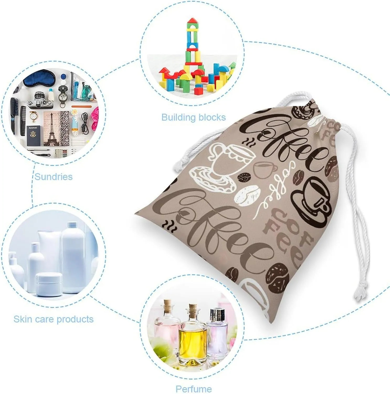 Cartoon Mushrooms Portable Large Capacity Canvas Drawstring Storage Bag