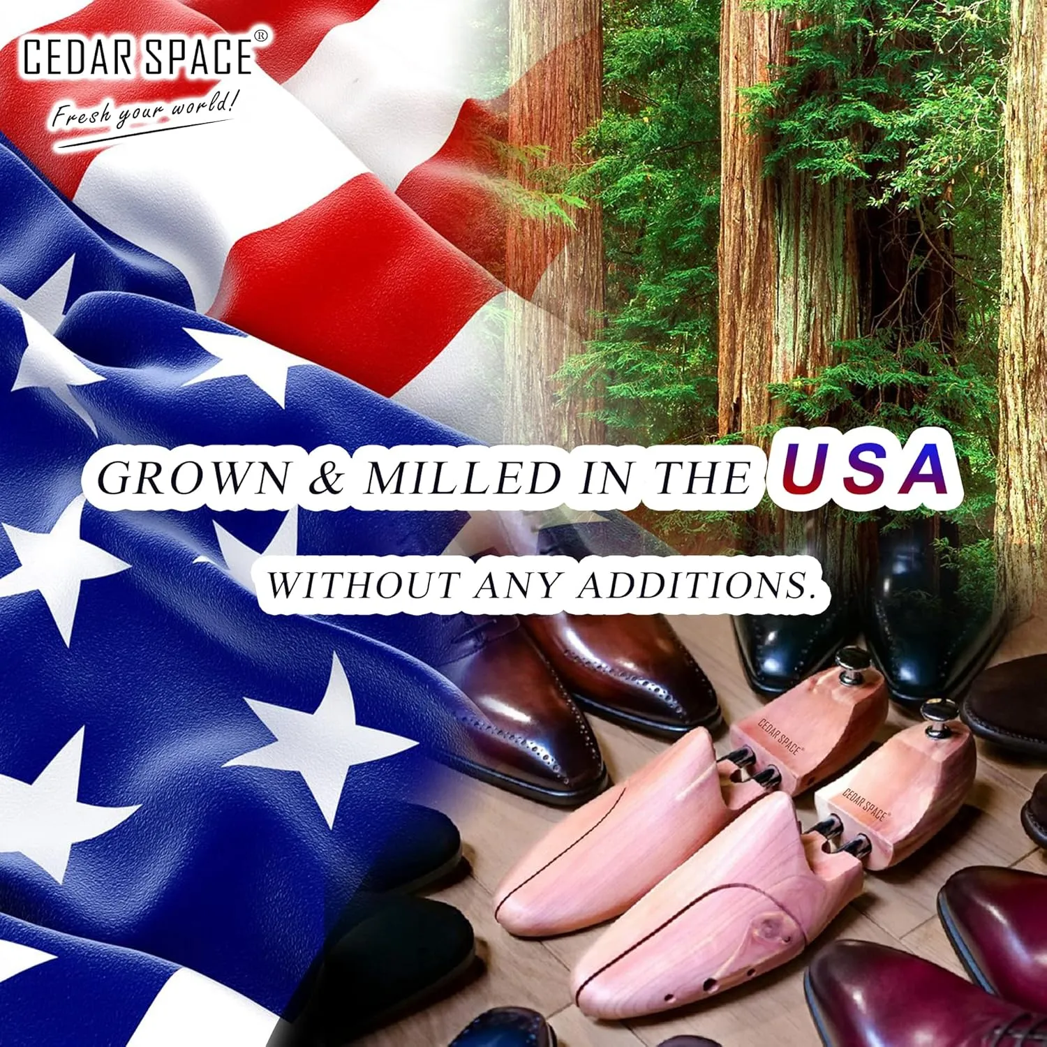Cedar Space Cedar Shoe Trees for Men, 7.5-14 Sizes Cedar Shoe Trees, 2 Pairs Wooden Shoe Stretcher Tree
