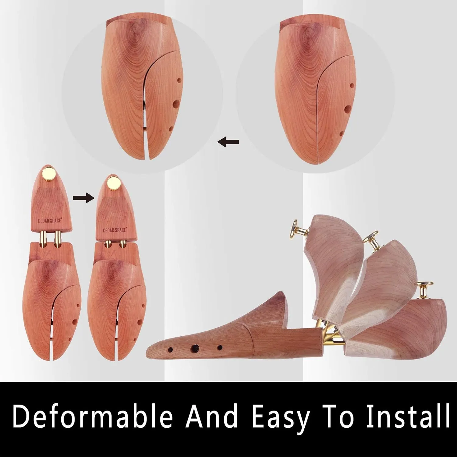 Cedar Space Cedar Shoe Trees for Men, 7.5-14 Sizes Cedar Shoe Trees, 2 Pairs Wooden Shoe Stretcher Tree