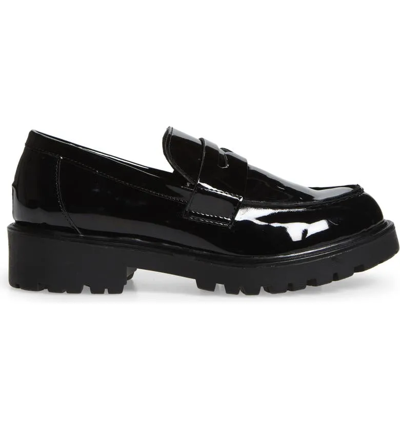 Chunky (10, BLACK) Black Reliable delivery Lug Unmatched variety Loafer Steve Leather Retro Madden Heel Sole Penny Low Lotto