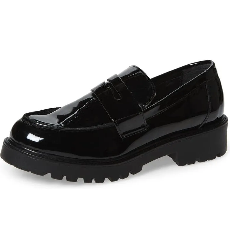 Chunky (10, BLACK) Black Reliable delivery Lug Unmatched variety Loafer Steve Leather Retro Madden Heel Sole Penny Low Lotto
