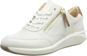Clarks Women's Un Rio Zip Trainers, White leather, 39.5 EU