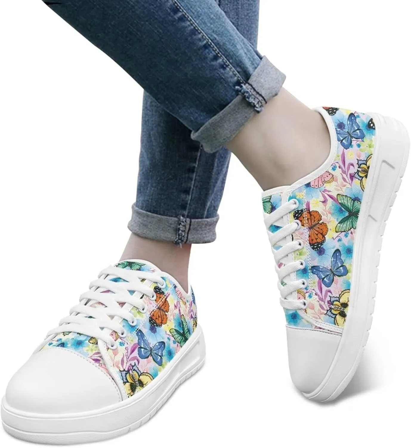 Classic Canvas Shoes Womens Platform Sneakers Low Top Lace Up Casual Tennis Athletic Shoe