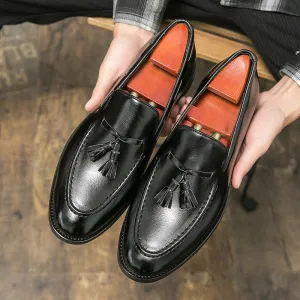 Classic Moccasin Autumn Leather Lazy Tassel Dress Shoes