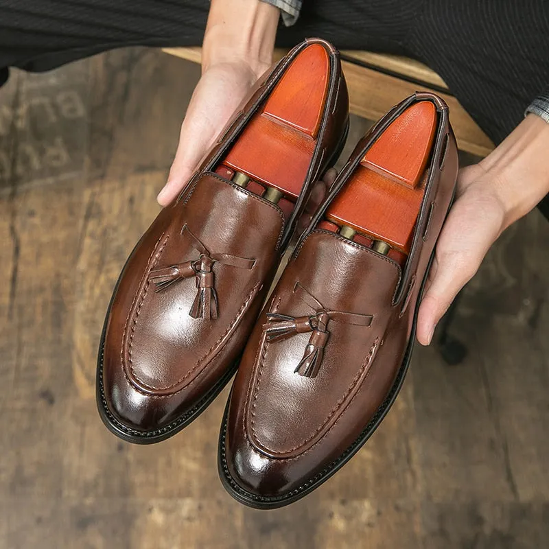 Classic Moccasin Autumn Leather Lazy Tassel Dress Shoes