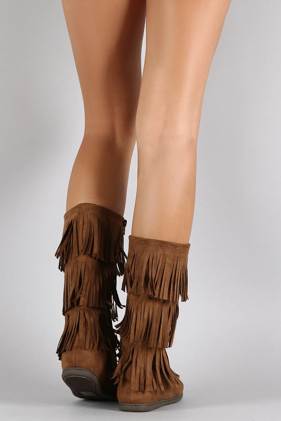 Classy Priority access of Fringe Tiers Flat Moccasin Boot Soda