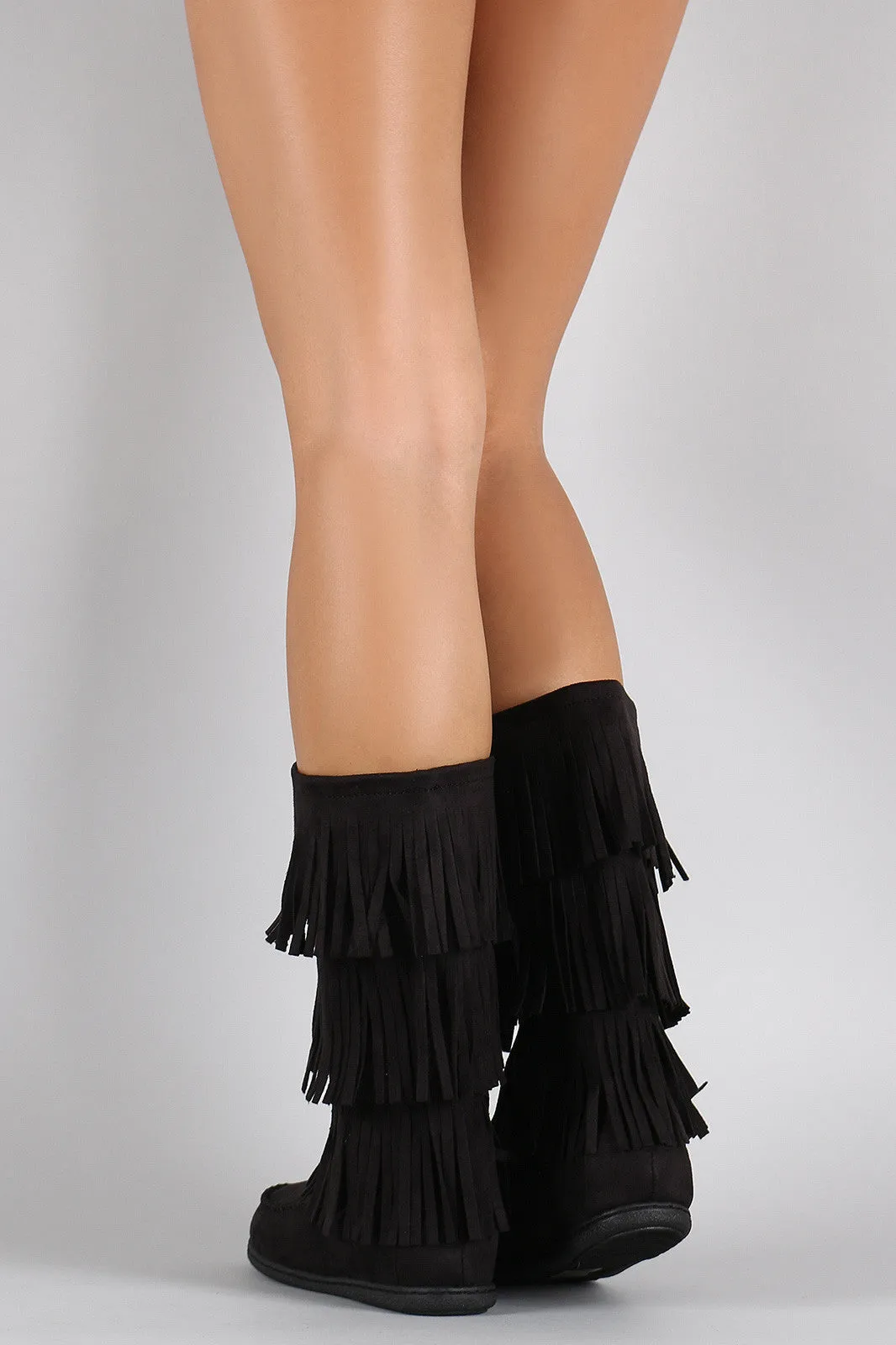 Classy Priority access of Fringe Tiers Flat Moccasin Boot Soda