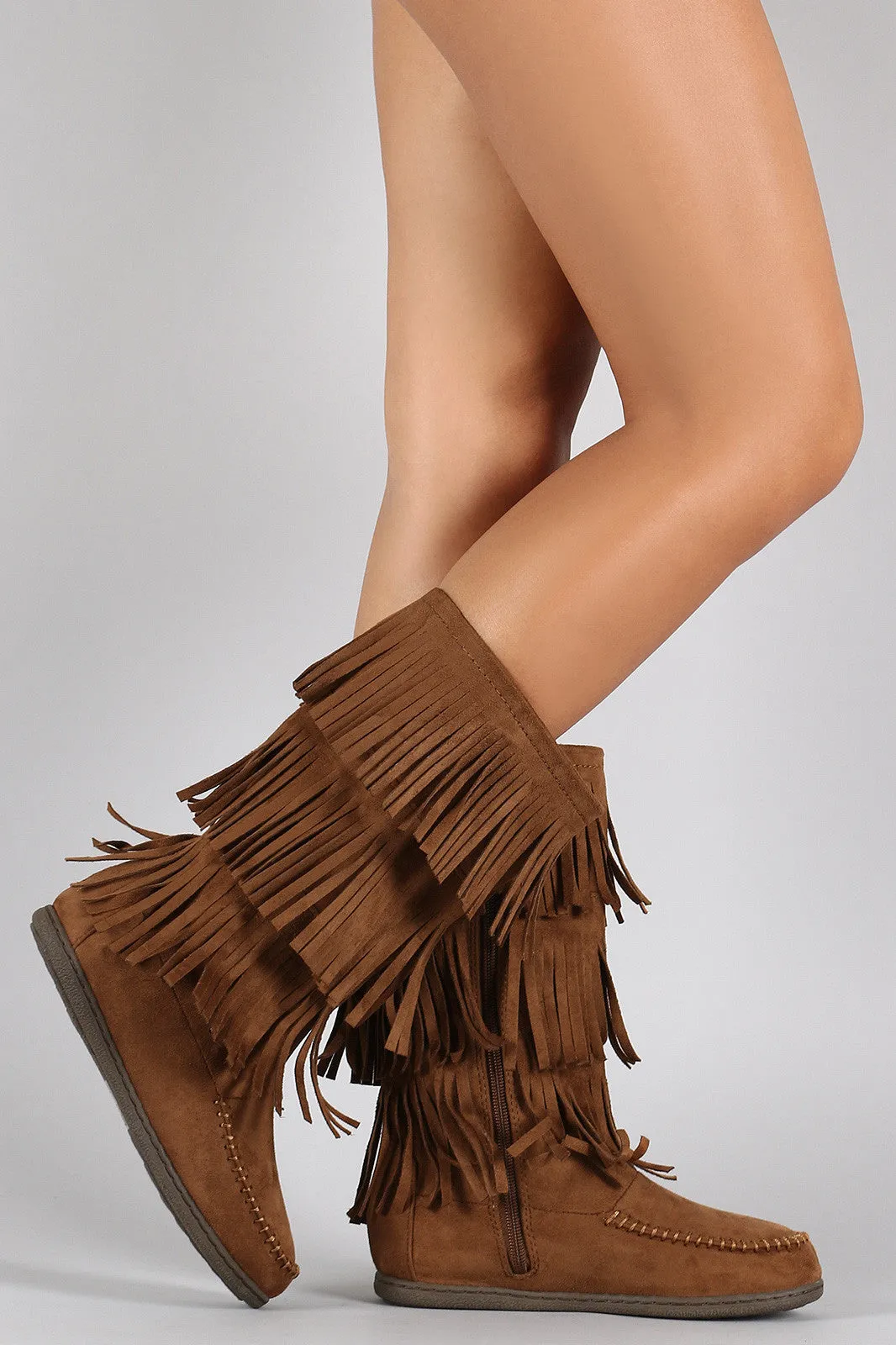 Classy Priority access of Fringe Tiers Flat Moccasin Boot Soda