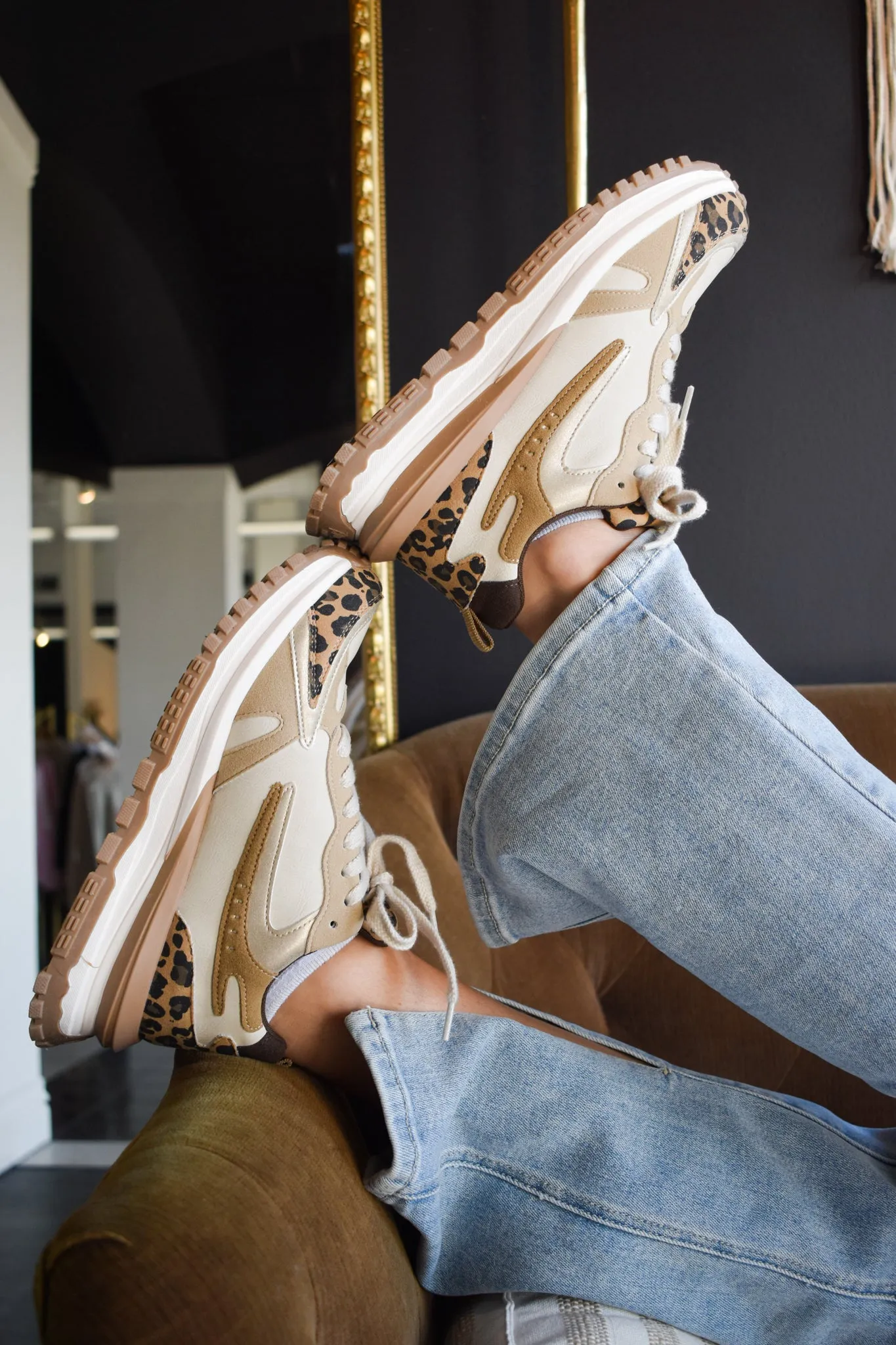 Color Block Chunky Sneakers- Neutral Leopard
