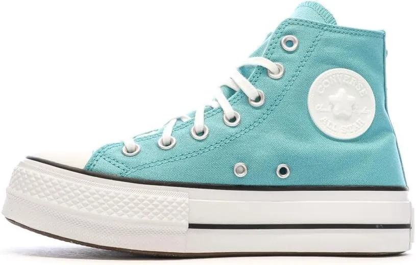 Converse Unisex Chuck Taylor All Star High Top Canvas Platform - Lace up Closure Style - Teal 6
