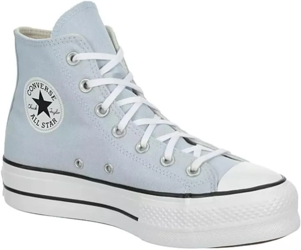 Converse Unisex Chuck Taylor All Star High Top Canvas Platform Sneaker - Lace up Closure Style - Cloudy Daze/White/Black 8.5