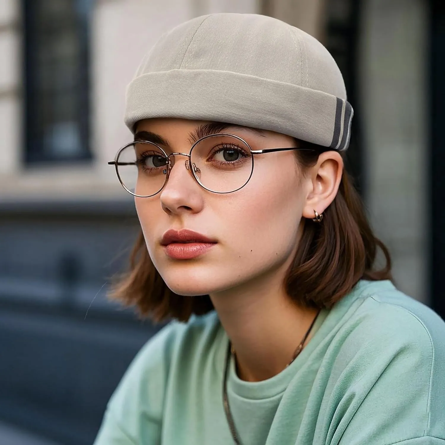 Croogo Mens Brimless Hat Rolled Cuff Harbour Hat Retro Strapback Docker Cap Casual Sailor Cap Unisex Docker Leon Beanie Hat