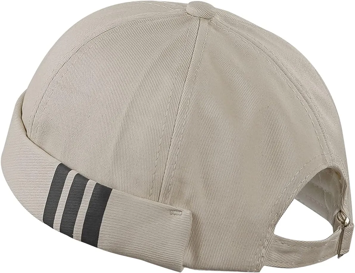 Croogo Mens Brimless Hat Rolled Cuff Harbour Hat Retro Strapback Docker Cap Casual Sailor Cap Unisex Docker Leon Beanie Hat
