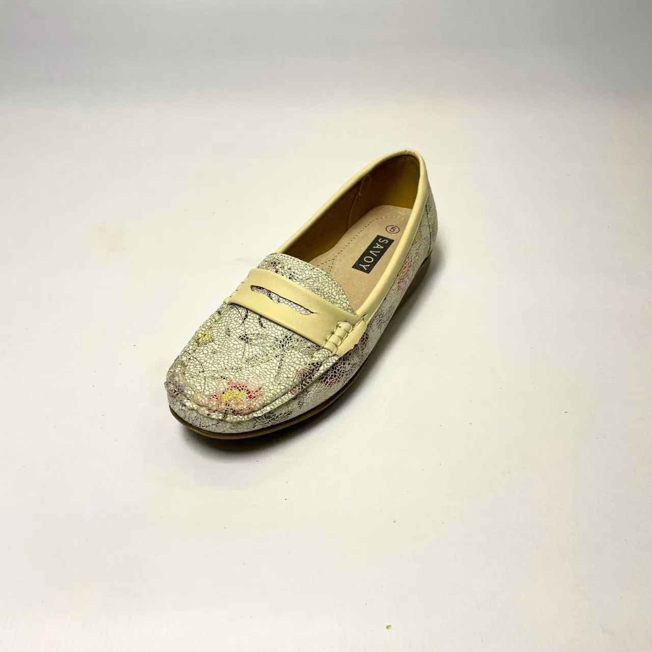 Cushion Walk beige floral moccasin