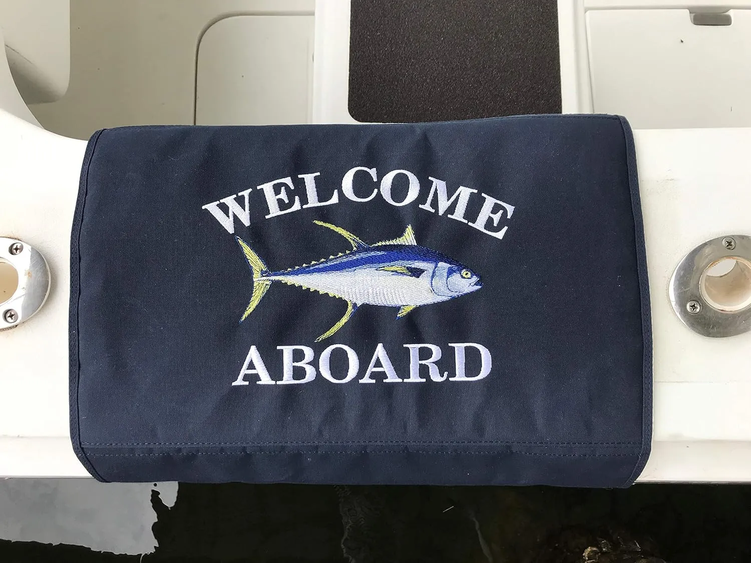 Custom Yellowfin Tuna Welcome Aboard Gunwale Cover Boarding Mat for Boat