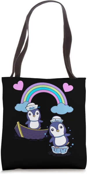 Cute Penguins Penguin Boat Boats Ice Floe Children Maritime Tote Bag