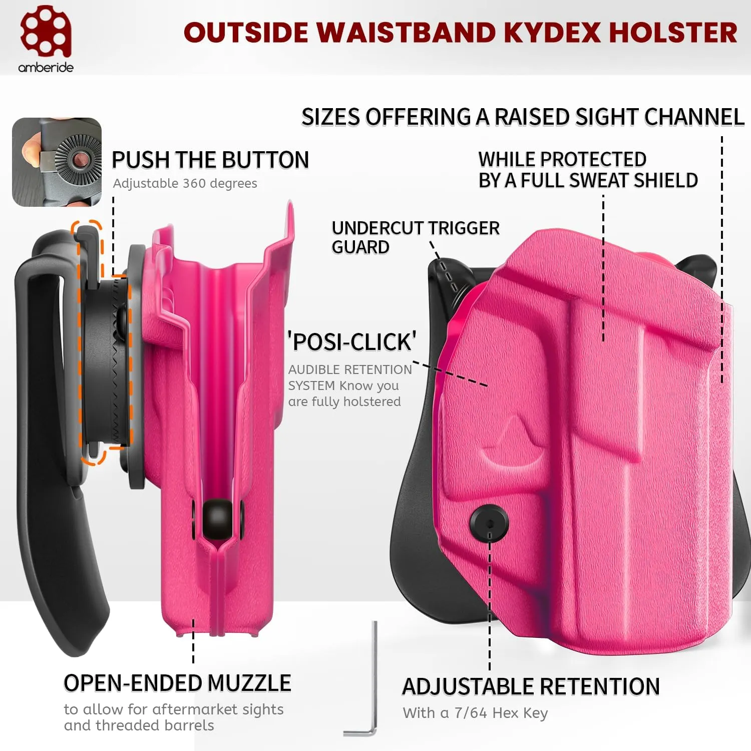 CZ P10C Holster IWB & OWB KYDEX Holster Fit: CZ P-10 C Pistol – Inside Waistband Concealed Carry – Adjustable Cant & 'Posi-Click' Retention – No Wear - No Jitter - Made in USA
