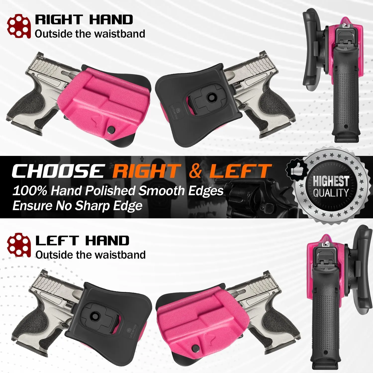 CZ P10C Holster IWB & OWB KYDEX Holster Fit: CZ P-10 C Pistol – Inside Waistband Concealed Carry – Adjustable Cant & 'Posi-Click' Retention – No Wear - No Jitter - Made in USA