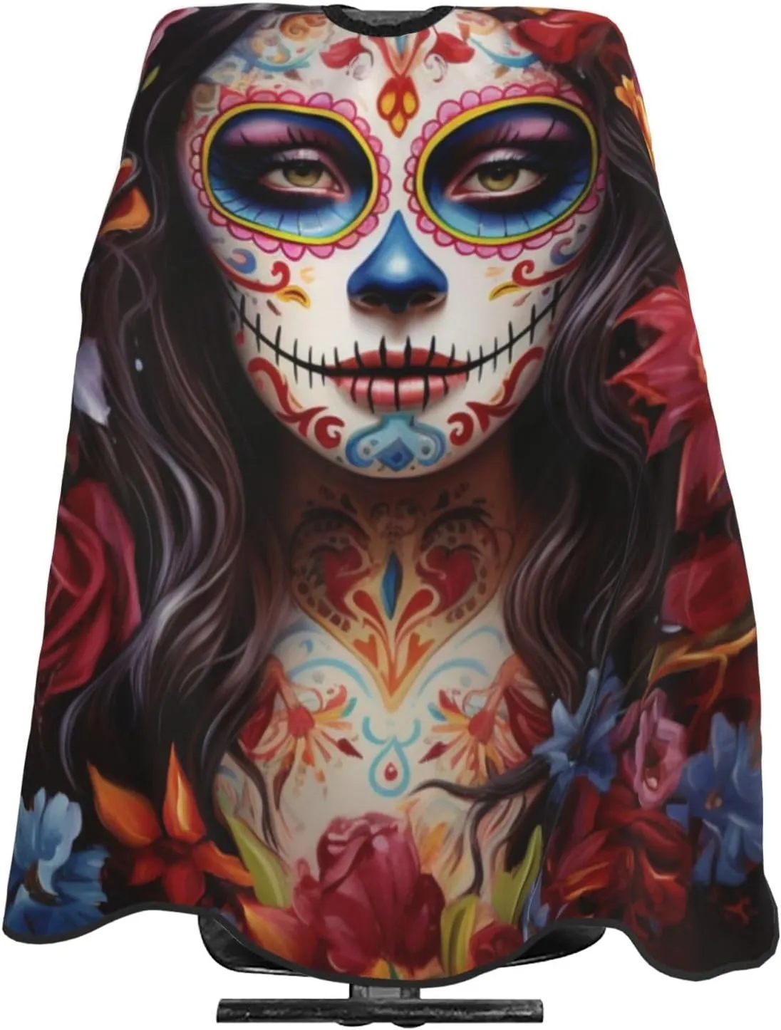 Day of The Dead Rose Sugar Skull Barber Cape with Adjustable Buckle Hair Cutting Salon Cape for Unisex, Perfect for Hairstylists
