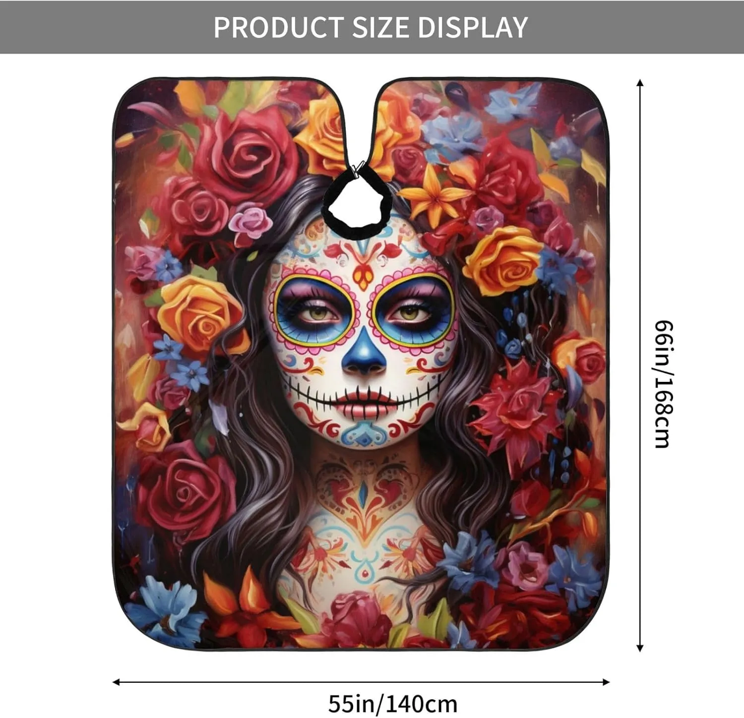 Day of The Dead Rose Sugar Skull Barber Cape with Adjustable Buckle Hair Cutting Salon Cape for Unisex, Perfect for Hairstylists
