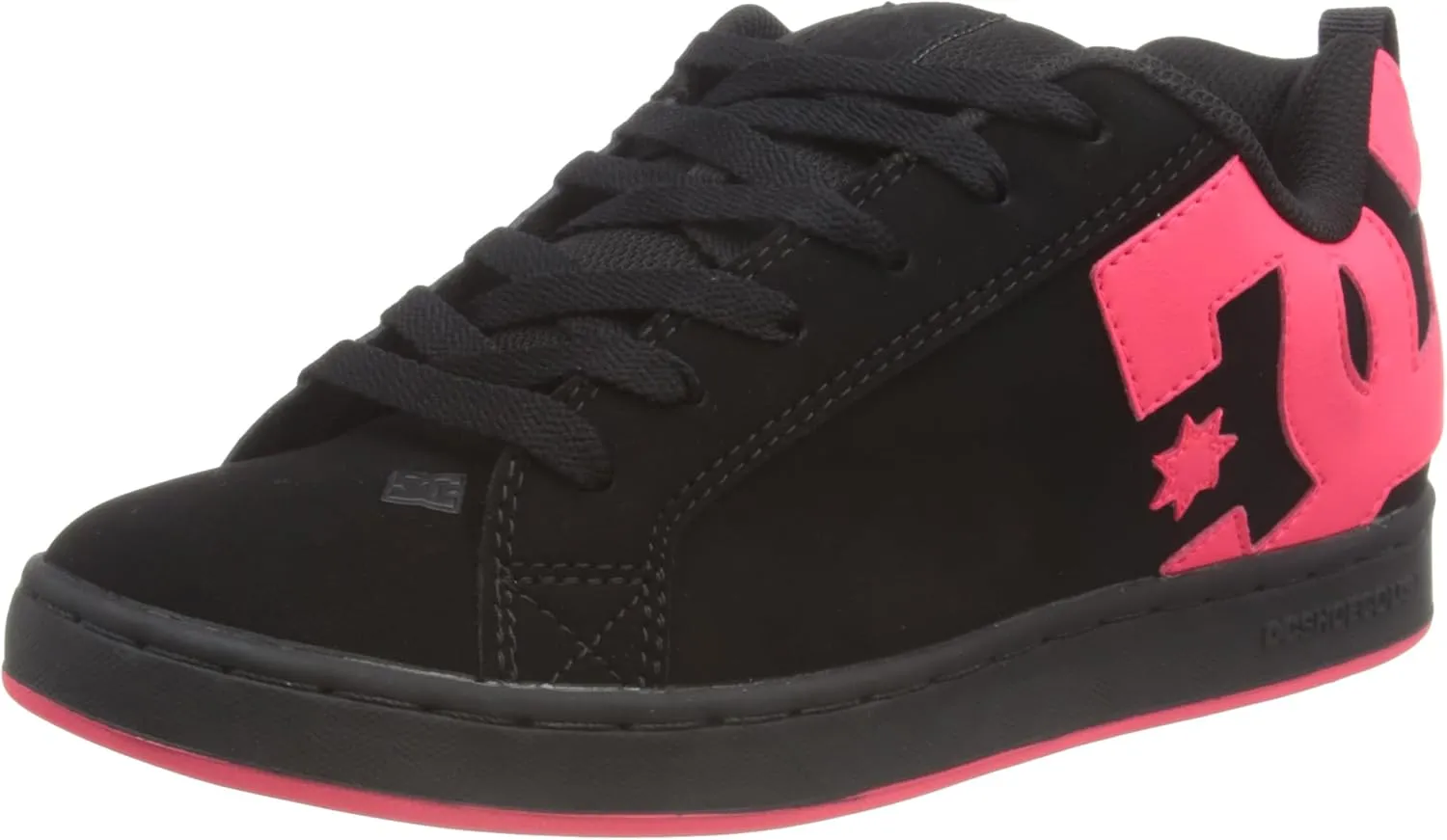 DC womens Court Graffik Low Top Casual Skate Shoe, Black/Hot Pink, 5.5 US